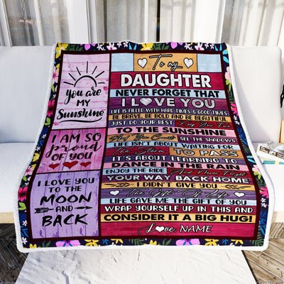 Personalized To My Daughter Blanket From Mom And Dad Never Forget That I Love You Wood Daughter Birthday Thanksgiving Christmas Customized Fleece Throw Blanket | siriusteestore