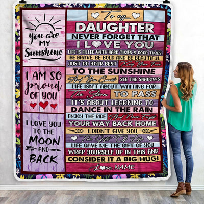 Personalized To My Daughter Blanket From Mom And Dad Never Forget That I Love You Wood Daughter Birthday Thanksgiving Christmas Customized Fleece Throw Blanket | siriusteestore