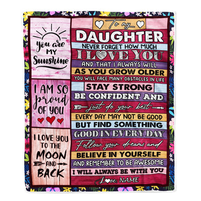 Personalized To My Daughter Blanket From Mom And Dad Proud Of You I Love You Wood Daughter Birthday Thanksgiving Christmas Customized Fleece Throw Blanket | siriusteestore