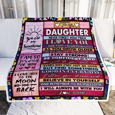 Personalized To My Daughter Blanket From Mom And Dad Proud Of You I Love You Wood Daughter Birthday Thanksgiving Christmas Customized Fleece Throw Blanket | siriusteestore