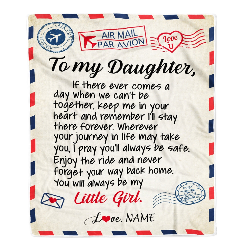 Personalized To My Daughter Blanket From Mom Dad Air Mail Letter Little Girl Daughter Birthday Christmas Gift Customized Bed Quilt Fleece Throw Blanket | siriusteestore