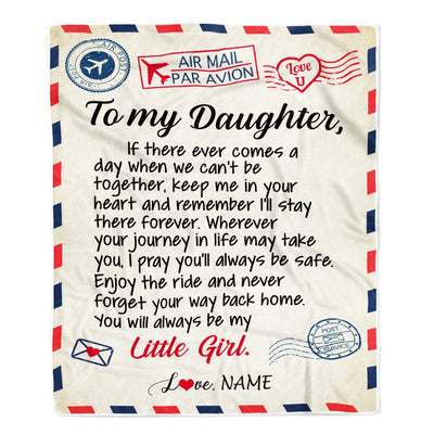 Personalized To My Daughter Blanket From Mom Dad Air Mail Letter Little Girl Daughter Birthday Christmas Gift Customized Bed Quilt Fleece Throw Blanket | siriusteestore