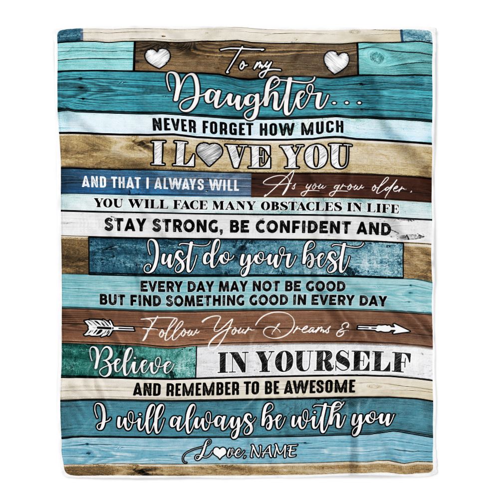 Personalized To My Daughter Blanket From Mom Dad Father Wood Never Forget I Love You Daughter Birthday Graduation Christmas Customized Fleece Throw Blanket | siriusteestore