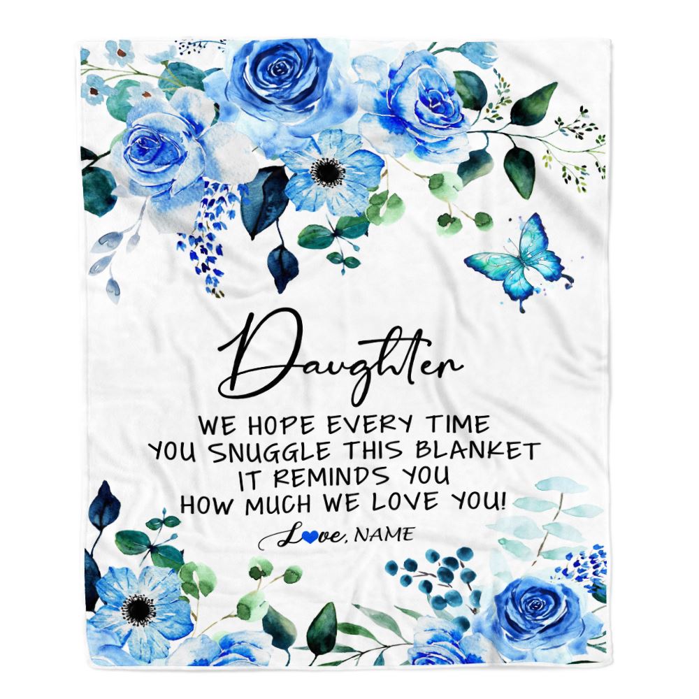 Personalized To My Daughter Blanket From Mom Dad Floral How Much We Love You Daughter Birthday Graduation Christmas Customized Fleece Throw Blanket | siriusteestore