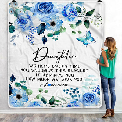 Personalized To My Daughter Blanket From Mom Dad Floral How Much We Love You Daughter Birthday Graduation Christmas Customized Fleece Throw Blanket | siriusteestore