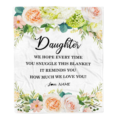 Personalized To My Daughter Blanket From Mom Dad How Much We Love You Flower Daughter Birthday Graduation Christmas Customized Fleece Throw Blanket | siriusteestore