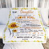 Personalized To My Daughter Blanket From Mom Dad I Love You White Sunflower Daughter Birthday Christmas Thanksgiving Graduation Customized Fleece Blanket | siriusteestore