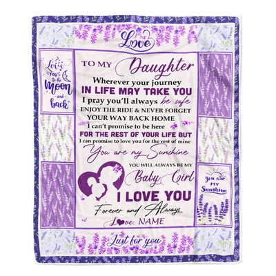 Personalized To My Daughter Blanket From Mom Dad Love You Are My Sunshine Flower Purple Daughter Birthday Christmas Thanksgiving Customized Fleece Blanket | siriusteestore