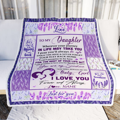 Personalized To My Daughter Blanket From Mom Dad Love You Are My Sunshine Flower Purple Daughter Birthday Christmas Thanksgiving Customized Fleece Blanket | siriusteestore