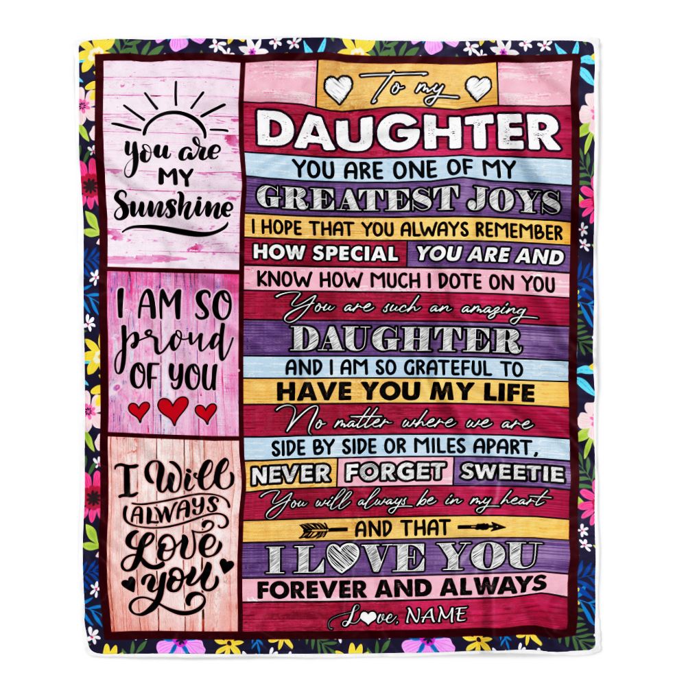 Personalized To My Daughter Blanket From Mom Dad Mother My Greatest Joys Daughter Birthday Graduation Christmas Customized Bed Fleece Throw Blanket | siriusteestore