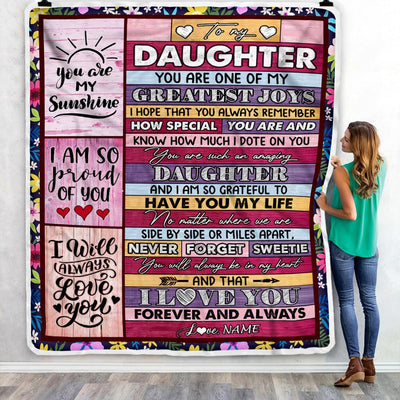 Personalized To My Daughter Blanket From Mom Dad Mother My Greatest Joys Daughter Birthday Graduation Christmas Customized Bed Fleece Throw Blanket | siriusteestore