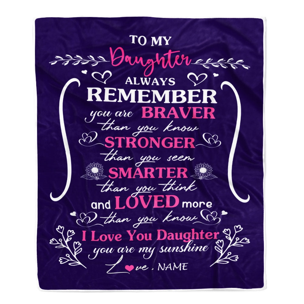 Personalized To My Daughter Blanket From Mom Dad Mother Purple I Love You Daughter Birthday Christmas Gift Customized Bed Quilt Fleece Throw Blanket | siriusteestore