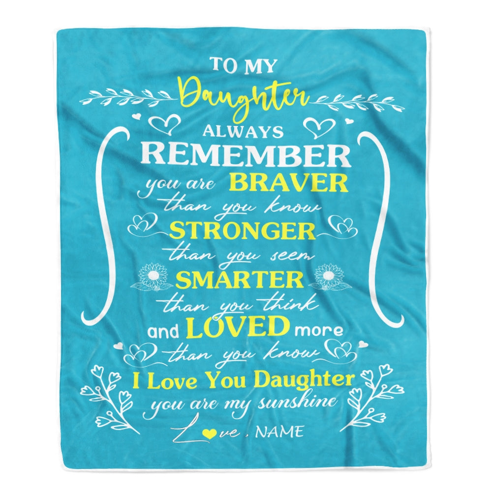 Personalized To My Daughter Blanket From Mom Dad Mother Teal I Love You Daughter Birthday Christmas Gift Customized Bed Quilt Fleece Throw Blanket | siriusteestore