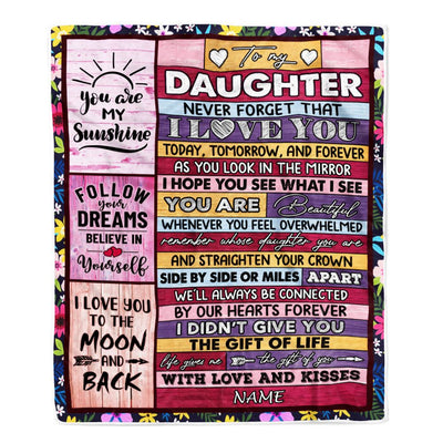 Personalized To My Daughter Blanket From Mom Dad Mother Wood You Are Beautiful Daughter Birthday Graduation Christmas Customized Bed Fleece Throw Blanket | siriusteestore