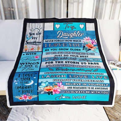 Personalized To My Daughter Blanket From Mom Dad Never Forget How Much I Love You Butterfly Daughter Birthday Christmas Customized Fleece Throw Blanket | siriusteestore