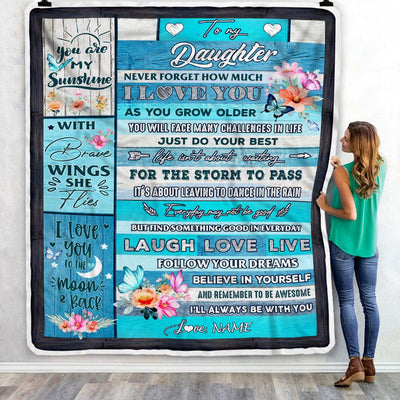 Personalized To My Daughter Blanket From Mom Dad Never Forget How Much I Love You Butterfly Daughter Birthday Christmas Customized Fleece Throw Blanket | siriusteestore