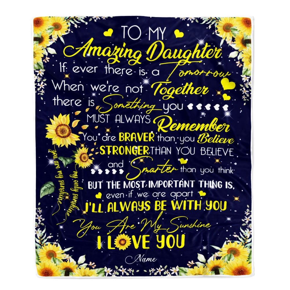Personalized To My Daughter Blanket From Mom Dad You Are My Sunshine Sunflower Daughter Birthday Christmas Customized Fleece Blanket | siriusteestore