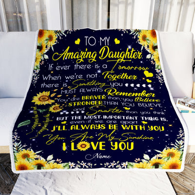 Personalized To My Daughter Blanket From Mom Dad You Are My Sunshine Sunflower Daughter Birthday Christmas Customized Fleece Blanket | siriusteestore