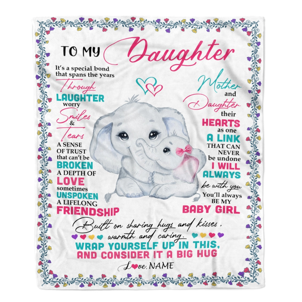 Personalized To My Daughter Blanket From Mom Mother And Daughter It A Big Hug Daughter Birthday Graduation Christmas Customized Fleece Throw Blanket | siriusteestore