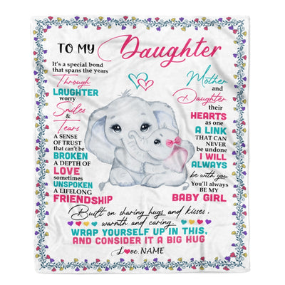 Personalized To My Daughter Blanket From Mom Mother And Daughter It A Big Hug Daughter Birthday Graduation Christmas Customized Fleece Throw Blanket | siriusteestore