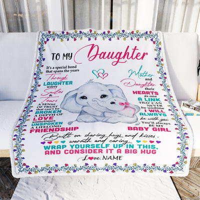 Personalized To My Daughter Blanket From Mom Mother And Daughter It A Big Hug Daughter Birthday Graduation Christmas Customized Fleece Throw Blanket | siriusteestore