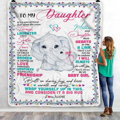 Personalized To My Daughter Blanket From Mom Mother And Daughter It A Big Hug Daughter Birthday Graduation Christmas Customized Fleece Throw Blanket | siriusteestore