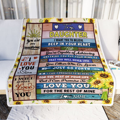 Personalized To My Daughter Blanket From Mom Mother Dad Believe Deep In Your Heart Daughter Birthday Graduation Christmas Customized Fleece Throw Blanket | siriusteestore