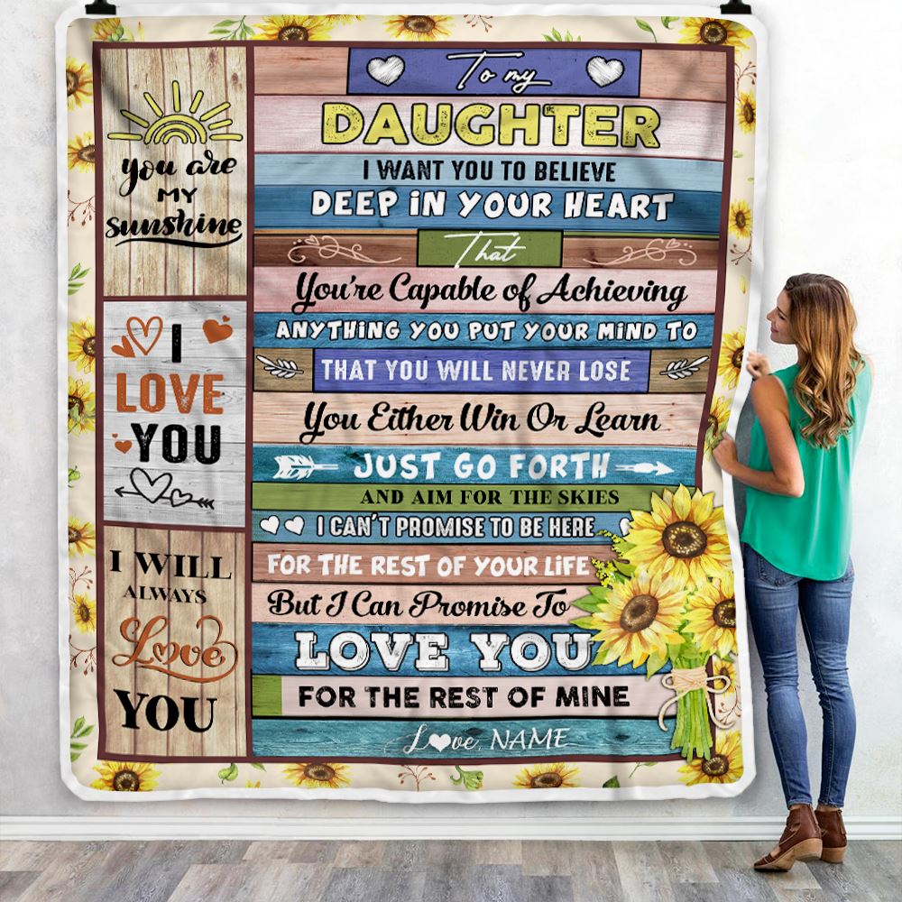 Personalized To My Daughter Blanket From Mom Mother Dad Believe Deep In Your Heart Daughter Birthday Graduation Christmas Customized Fleece Throw Blanket | siriusteestore