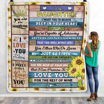 Personalized To My Daughter Blanket From Mom Mother Dad Believe Deep In Your Heart Daughter Birthday Graduation Christmas Customized Fleece Throw Blanket | siriusteestore