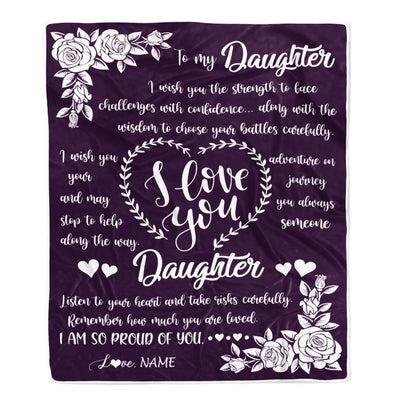 Personalized To My Daughter Blanket From Mom Mother Dad I Wish You The Strength Daughter Birthday Graduation Christmas Customized Fleece Throw Blanket | siriusteestore
