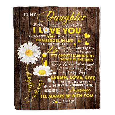 Personalized To My Daughter Blanket From Mom Mother Dad Never Forget I Love You Daisy Daughter Birthday Graduation Christmas Customized Fleece Throw Blanket | siriusteestore