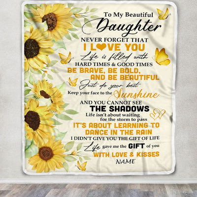 Personalized To My Daughter Blanket From Mom Mother Dad Sunflower I Love You Beautiful Daughter Birthday Graduation Christmas Customized Fleece Throw Blanket | siriusteestore