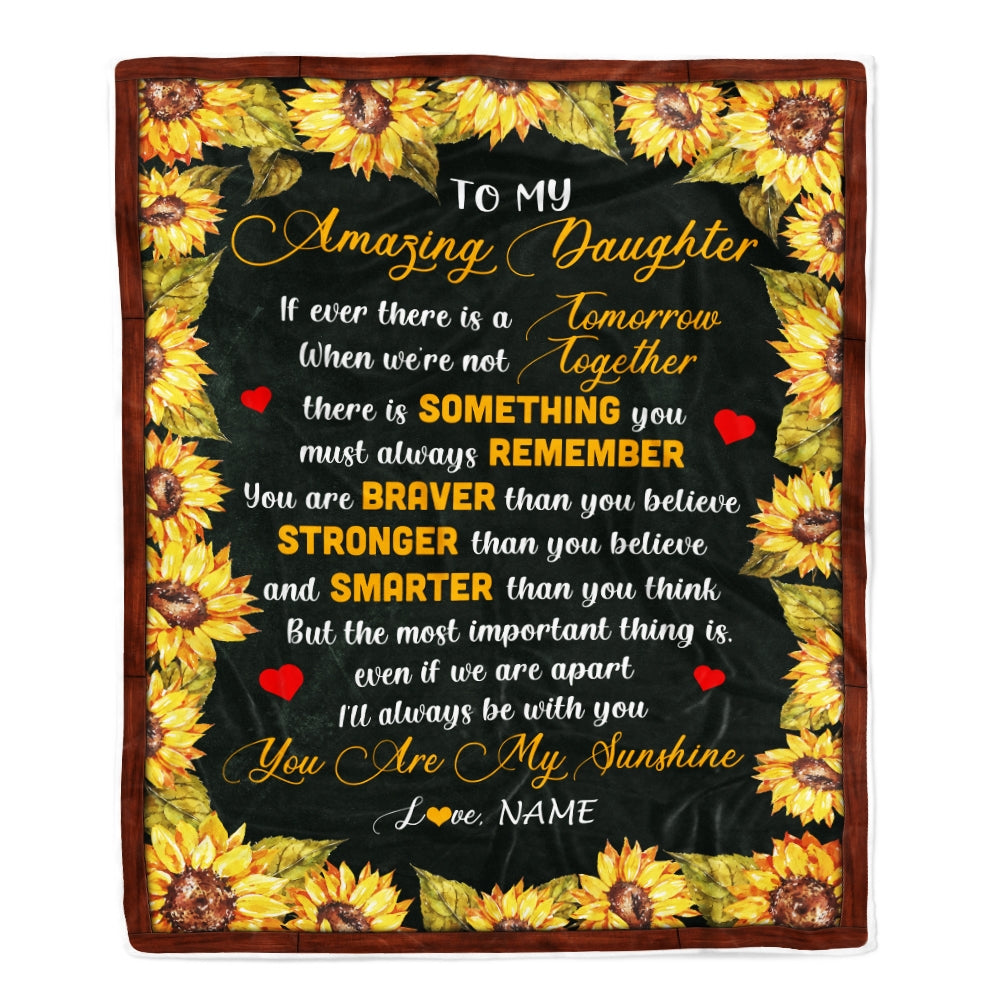 Personalized To My Daughter Blanket From Mom Mother Dad Sunflower My Sunshine I Love You Daughter Birthday Christmas Customized Bed Quilt Fleece Throw Blanket | siriusteestore