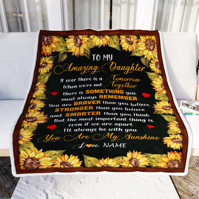 Personalized To My Daughter Blanket From Mom Mother Dad Sunflower My Sunshine I Love You Daughter Birthday Christmas Customized Bed Quilt Fleece Throw Blanket | siriusteestore