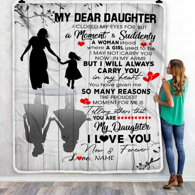 Personalized To My Daughter Blanket From Mom Mother I Love You Letters For Her Daughter Birthday Graduation Christmas Customized Fleece Throw Blanket | siriusteestore