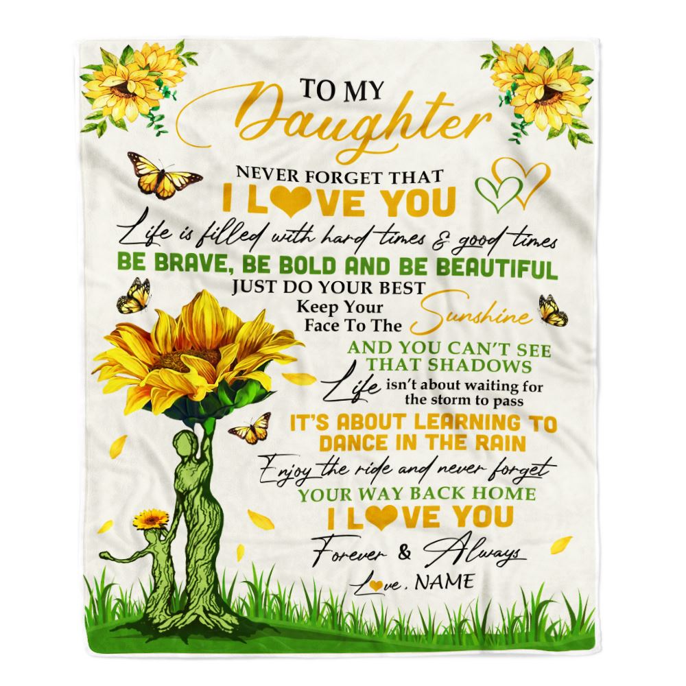 Personalized To My Daughter Blanket From Mom Mother Mother Never Forget That I Love You Sunflower Daughter Birthday Christmas Customized Fleece Blanket | siriusteestore