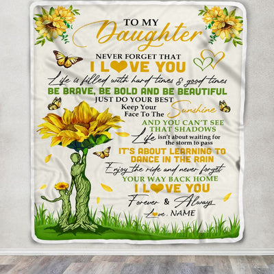 Personalized To My Daughter Blanket From Mom Mother Mother Never Forget That I Love You Sunflower Daughter Birthday Christmas Customized Fleece Blanket | siriusteestore