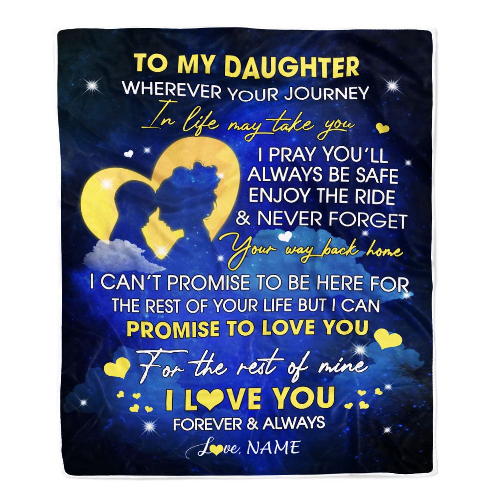 Personalized To My Daughter Blanket From Mom Mother Wherever Your Journey Daughter Birthday Graduation Christmas Customized Bed Fleece Throw Blanket | siriusteestore