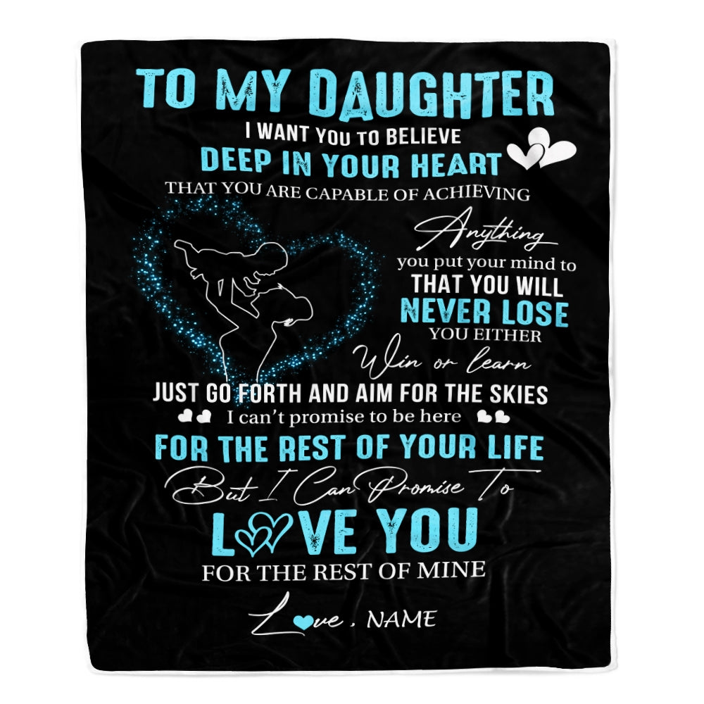 Personalized To My Daughter Blanket From Mom Promise To Love You Daughter Birthday Graduation Christmas Customized Bed Fleece Throw Blanket | siriusteestore