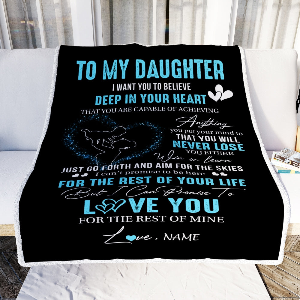 Personalized To My Daughter Blanket From Mom Promise To Love You Daughter Birthday Graduation Christmas Customized Bed Fleece Throw Blanket | siriusteestore