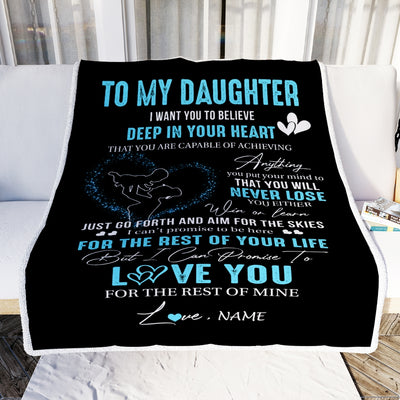 Personalized To My Daughter Blanket From Mom Promise To Love You Daughter Birthday Graduation Christmas Customized Bed Fleece Throw Blanket | siriusteestore