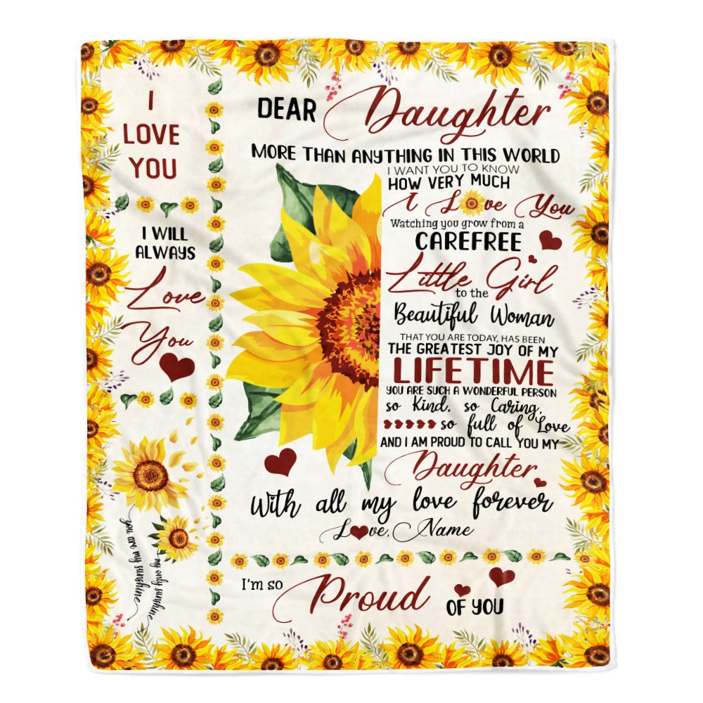 Personalized To My Daughter Blanket Love From Mom Sunflower With All My Love Forever Daughter Birthday Christmas Customized Fleece Blanket | siriusteestore