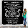 Personalized To My Daughter Blanket Viking Never Feel You Are Alone Odin Scandinavian Norse Runes Daughter Birthday Christmas Customized Fleece Throw Blanket | siriusteestore