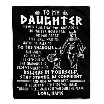 Personalized To My Daughter Blanket Viking Never Feel You Are Alone Scandinavian Runes Viking Daughter Birthday Christmas Customized Bed Fleece Blanket | siriusteestore