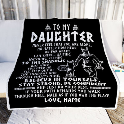 Personalized To My Daughter Blanket Viking Never Feel You Are Alone Scandinavian Runes Viking Daughter Birthday Christmas Customized Bed Fleece Blanket | siriusteestore