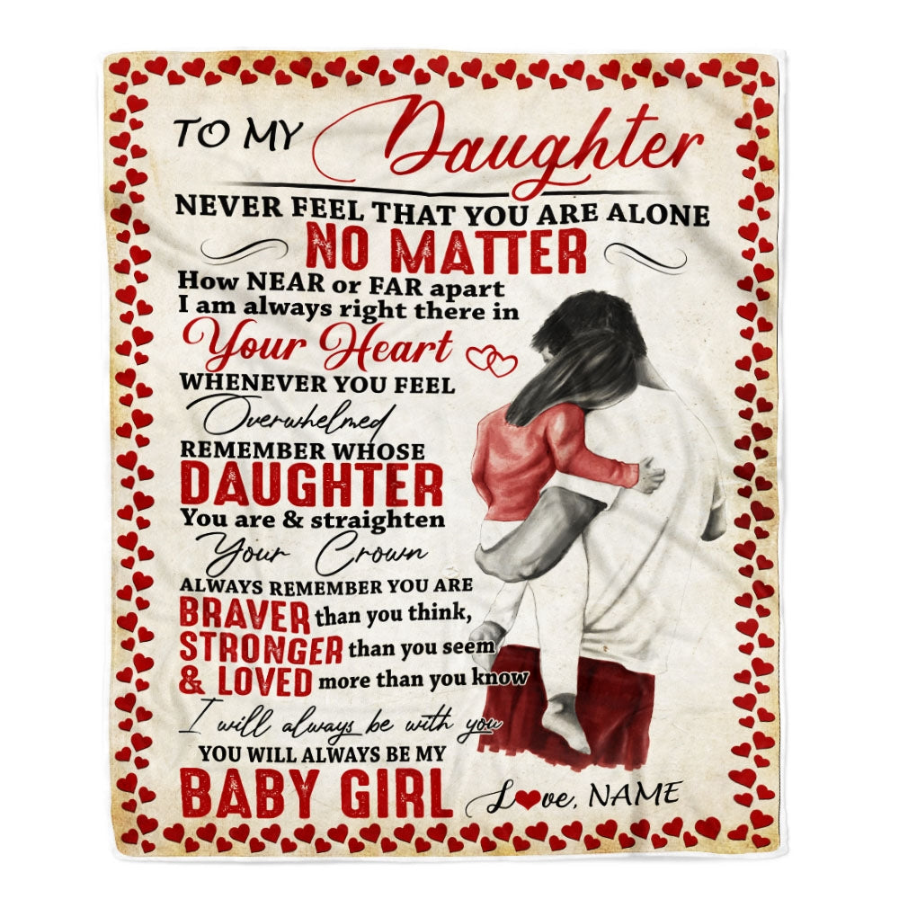 Personalized To My Daughter Blanket from Dad Never Feel That You are Alone Great Daughter Customized For Birthday Christmas Fleece Blanket | siriusteestore