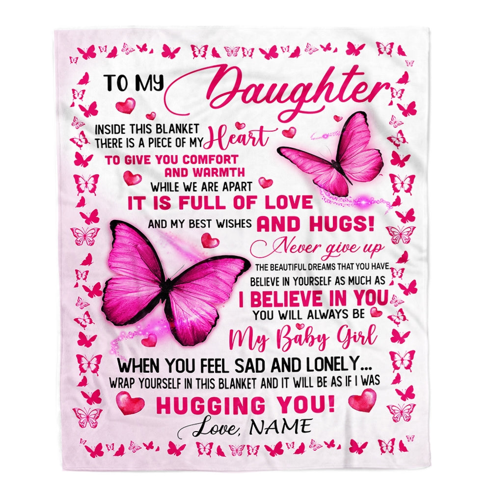 Personalized To My Daughter Blanket from Mom Dad Inside This Blanket There is a Piece of My Heart Customized For Birthday Christmas Fleece Blanket | siriusteestore