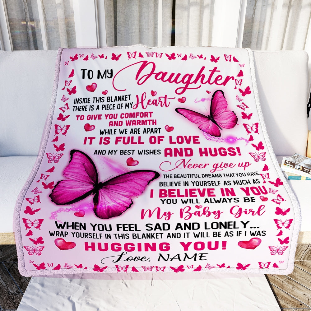 Personalized To My Daughter Blanket from Mom Dad Inside This Blanket There is a Piece of My Heart Customized For Birthday Christmas Fleece Blanket | siriusteestore