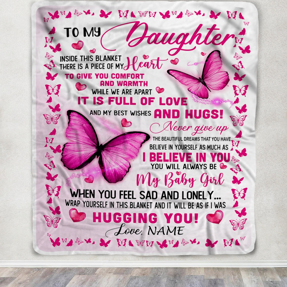 Personalized To My Daughter Blanket from Mom Dad Inside This Blanket There is a Piece of My Heart Customized For Birthday Christmas Fleece Blanket | siriusteestore