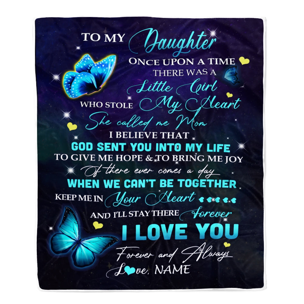 Personalized To My Daughter From Mom Blanket Once Upon A Time Butterfly Daughter Birthday Graduation Christmas Gift Bed Quilt Fleece Throw Blanket | siriusteestore